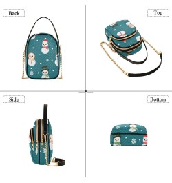 Christmas Blue Snowman Crossbody Bag for Women Cell Phone Purse Wallet with Removable Chain Shoulder Handbag for Work Phone T...