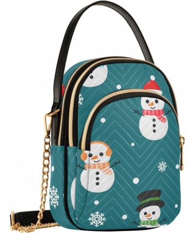 Christmas Blue Snowman Crossbody Bag for Women Cell Phone Purse Wallet with Removable Chain Shoulder Handbag for Work Phone T...