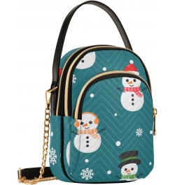 Christmas Blue Snowman Crossbody Bag for Women Cell Phone Purse Wallet with Removable Chain Shoulder Handbag for Work Phone T...