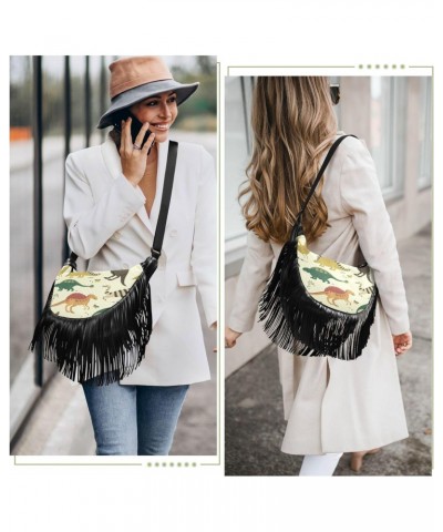 Leather Purses for Women Crossbody Bag Adjustable Shoulder Strap Trendy Crossbody Bags for Ladies Women Shoulder Bag Dinosaur...