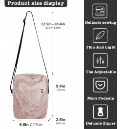 Crossbody Phone Bag Rose Gold Glitter Marble Print Small Messenger Shoulder Bag Cash Handbag Wallet Purse(238br7a) $10.34 Cro...