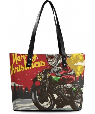 Womens Handbag Christmas Motorcycle Leather Tote Bag Top Handle Satchel Bags For Lady $14.00 Totes