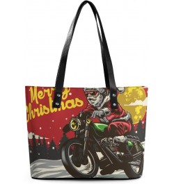 Womens Handbag Christmas Motorcycle Leather Tote Bag Top Handle Satchel Bags For Lady $14.00 Totes