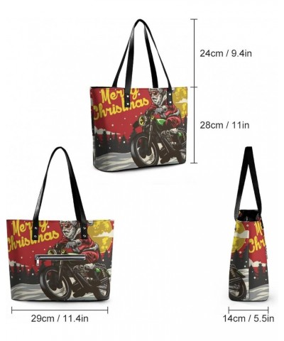 Womens Handbag Christmas Motorcycle Leather Tote Bag Top Handle Satchel Bags For Lady $14.00 Totes