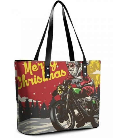 Womens Handbag Christmas Motorcycle Leather Tote Bag Top Handle Satchel Bags For Lady $14.00 Totes