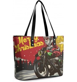 Womens Handbag Christmas Motorcycle Leather Tote Bag Top Handle Satchel Bags For Lady $14.00 Totes