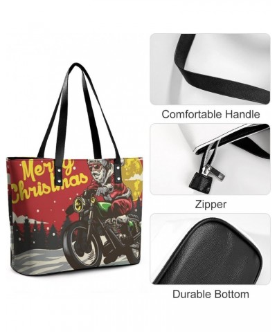 Womens Handbag Christmas Motorcycle Leather Tote Bag Top Handle Satchel Bags For Lady $14.00 Totes