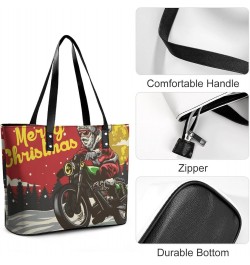 Womens Handbag Christmas Motorcycle Leather Tote Bag Top Handle Satchel Bags For Lady $14.00 Totes