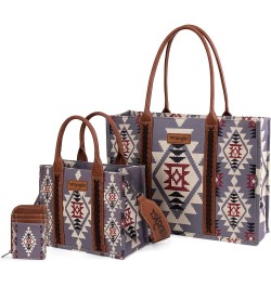 Wrangler Tote Bag for Women Aztec Top Handle Satchel Purse Boho Shoulder Handbags Angel Diamond Lavender 3pcs $31.67 Satchels