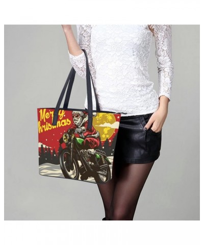 Womens Handbag Christmas Motorcycle Leather Tote Bag Top Handle Satchel Bags For Lady $14.00 Totes