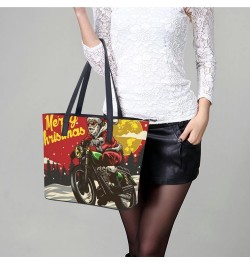 Womens Handbag Christmas Motorcycle Leather Tote Bag Top Handle Satchel Bags For Lady $14.00 Totes