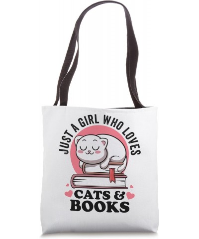 Just a Girl Who Loves Cats And Books Avid Reader Bookworm Tote Bag $9.04 Totes