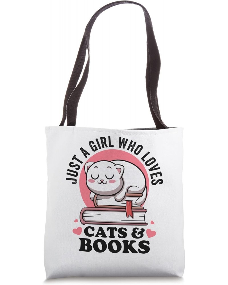 Just a Girl Who Loves Cats And Books Avid Reader Bookworm Tote Bag $9.04 Totes