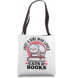 Just a Girl Who Loves Cats And Books Avid Reader Bookworm Tote Bag $9.04 Totes