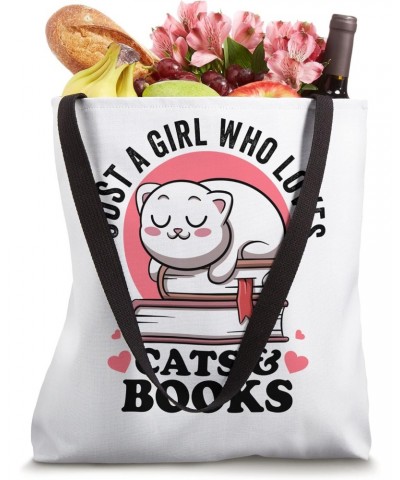 Just a Girl Who Loves Cats And Books Avid Reader Bookworm Tote Bag $9.04 Totes