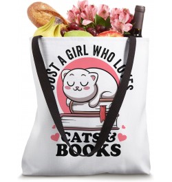 Just a Girl Who Loves Cats And Books Avid Reader Bookworm Tote Bag $9.04 Totes