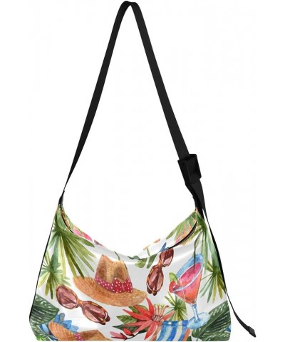 Exotic Tropical Artistic Leaf Color Leather Shoulder Purse Hobo Large Men Purses Colorful Animal Shoulder Handbag Summer Holi...