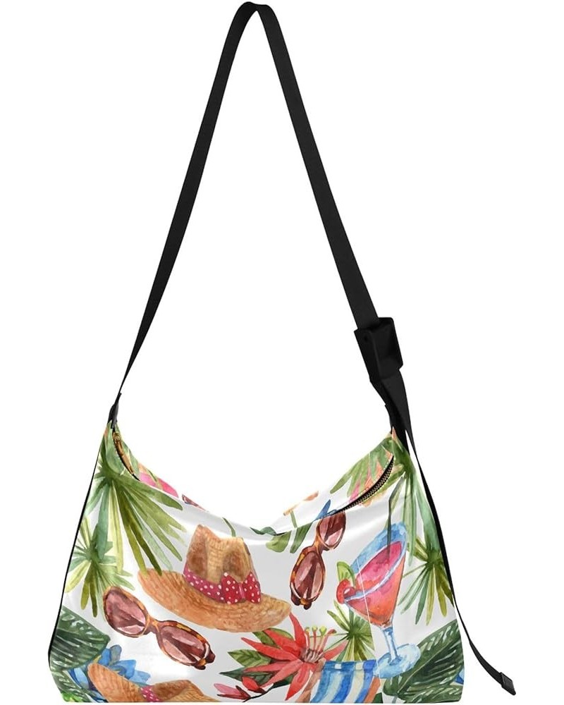 Exotic Tropical Artistic Leaf Color Leather Shoulder Purse Hobo Large Men Purses Colorful Animal Shoulder Handbag Summer Holi...