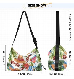 Exotic Tropical Artistic Leaf Color Leather Shoulder Purse Hobo Large Men Purses Colorful Animal Shoulder Handbag Summer Holi...