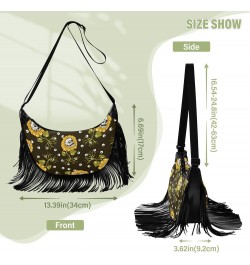 Sunflowers Skulls Fringe Bag for Women Cross Body Bag Tassel Shoulder Bag Satchel $12.96 Shoulder Bags