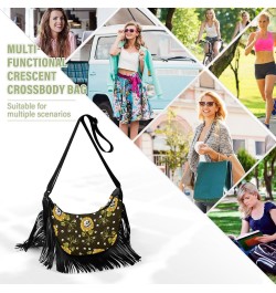 Sunflowers Skulls Fringe Bag for Women Cross Body Bag Tassel Shoulder Bag Satchel $12.96 Shoulder Bags