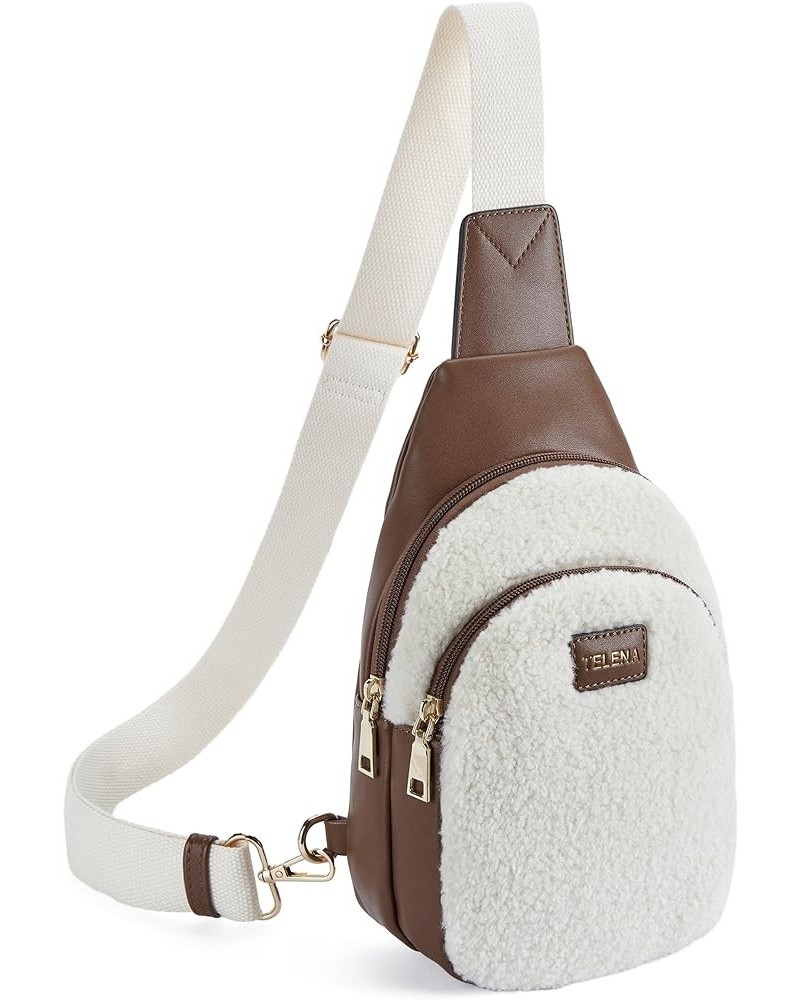 Small Sling Bag for Women Leather Crossbody Fanny Packs Chest Bag for Women 4-beige Coffee $14.38 Crossbody Bags