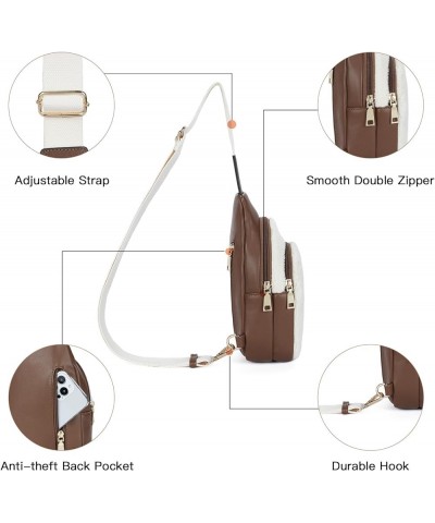 Small Sling Bag for Women Leather Crossbody Fanny Packs Chest Bag for Women 4-beige Coffee $14.38 Crossbody Bags