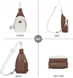 Small Sling Bag for Women Leather Crossbody Fanny Packs Chest Bag for Women 4-beige Coffee $14.38 Crossbody Bags