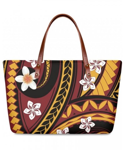 Women's Tote Bags Polynesian Flower 3D Printed Top Handle Satchel Handbags Shoulder Bags Brown Polynesian Plumeria Floral $18...