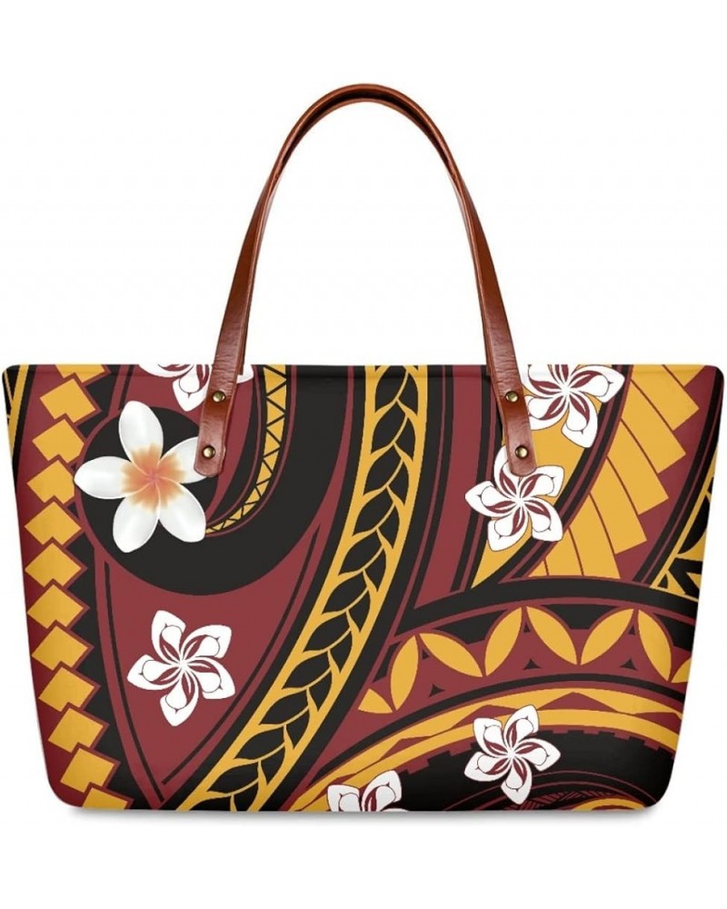 Women's Tote Bags Polynesian Flower 3D Printed Top Handle Satchel Handbags Shoulder Bags Brown Polynesian Plumeria Floral $18...