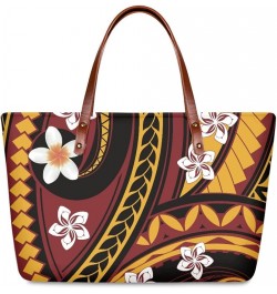 Women's Tote Bags Polynesian Flower 3D Printed Top Handle Satchel Handbags Shoulder Bags Brown Polynesian Plumeria Floral $18...