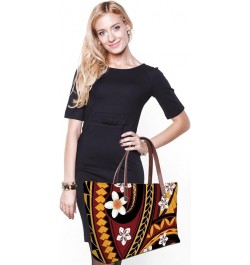 Women's Tote Bags Polynesian Flower 3D Printed Top Handle Satchel Handbags Shoulder Bags Brown Polynesian Plumeria Floral $18...