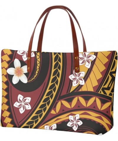 Women's Tote Bags Polynesian Flower 3D Printed Top Handle Satchel Handbags Shoulder Bags Brown Polynesian Plumeria Floral $18...