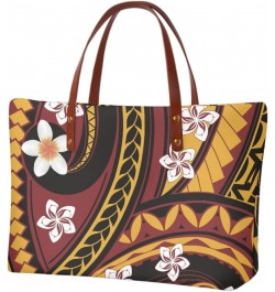 Women's Tote Bags Polynesian Flower 3D Printed Top Handle Satchel Handbags Shoulder Bags Brown Polynesian Plumeria Floral $18...