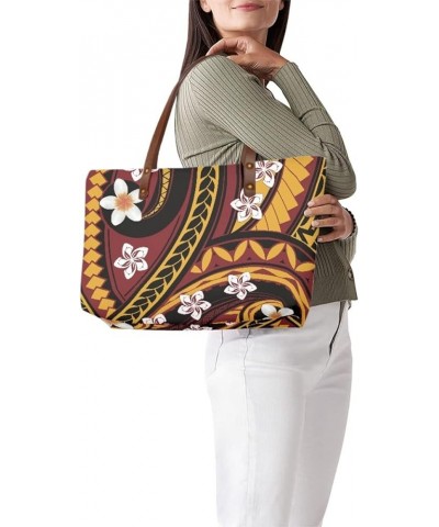 Women's Tote Bags Polynesian Flower 3D Printed Top Handle Satchel Handbags Shoulder Bags Brown Polynesian Plumeria Floral $18...