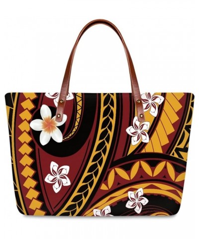 Women's Tote Bags Polynesian Flower 3D Printed Top Handle Satchel Handbags Shoulder Bags Brown Polynesian Plumeria Floral $18...