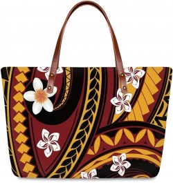 Women's Tote Bags Polynesian Flower 3D Printed Top Handle Satchel Handbags Shoulder Bags Brown Polynesian Plumeria Floral $18...