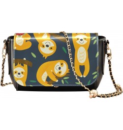 Funny Sloths Crossbody bags for Women Small Crossbody Purses with Metal Chain Wallet Purse Cross Body Bag for Women $19.20 Cr...