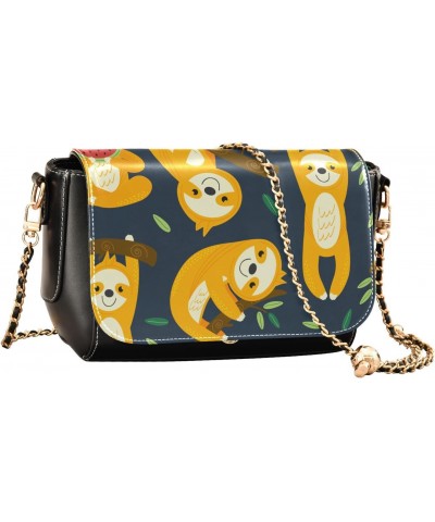 Funny Sloths Crossbody bags for Women Small Crossbody Purses with Metal Chain Wallet Purse Cross Body Bag for Women $19.20 Cr...