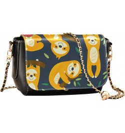 Funny Sloths Crossbody bags for Women Small Crossbody Purses with Metal Chain Wallet Purse Cross Body Bag for Women $19.20 Cr...