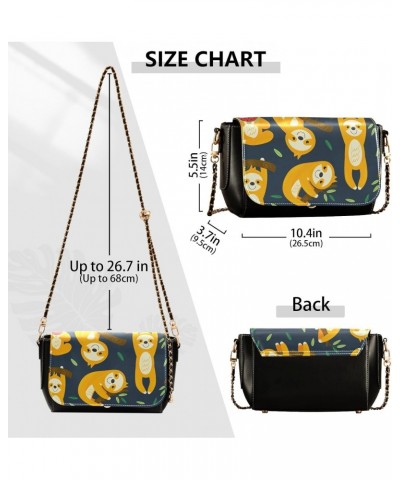 Funny Sloths Crossbody bags for Women Small Crossbody Purses with Metal Chain Wallet Purse Cross Body Bag for Women $19.20 Cr...