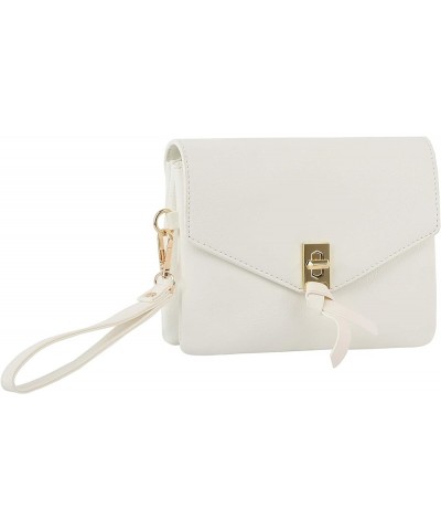 Stay Trendy with Detachable Strap Crossbody Wristlet in PU Leather for Women White(0048) $15.12 Crossbody Bags