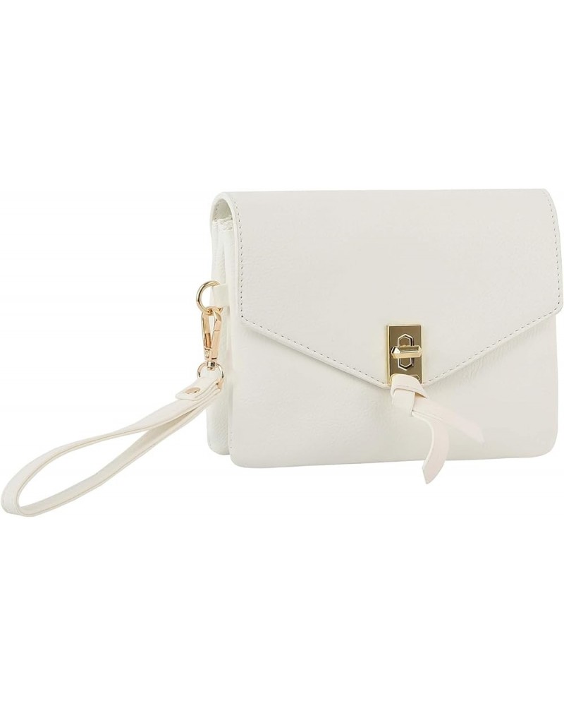 Stay Trendy with Detachable Strap Crossbody Wristlet in PU Leather for Women White(0048) $15.12 Crossbody Bags