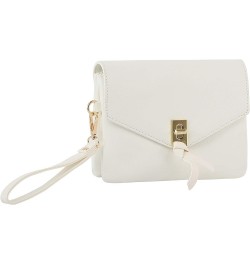 Stay Trendy with Detachable Strap Crossbody Wristlet in PU Leather for Women White(0048) $15.12 Crossbody Bags