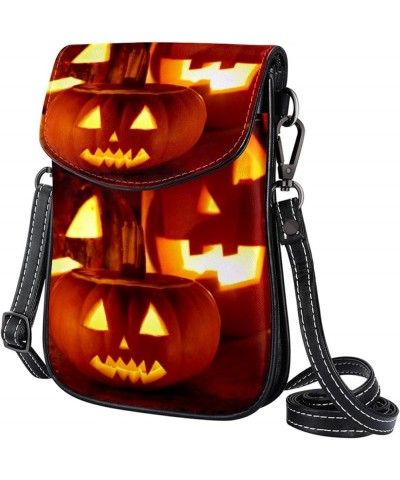 Stylish Leather Phone Bag - Crossbody Purse for Women - Classic & Functional Shoulder Bag Halloween Pumpkin Pattern Multicolo...