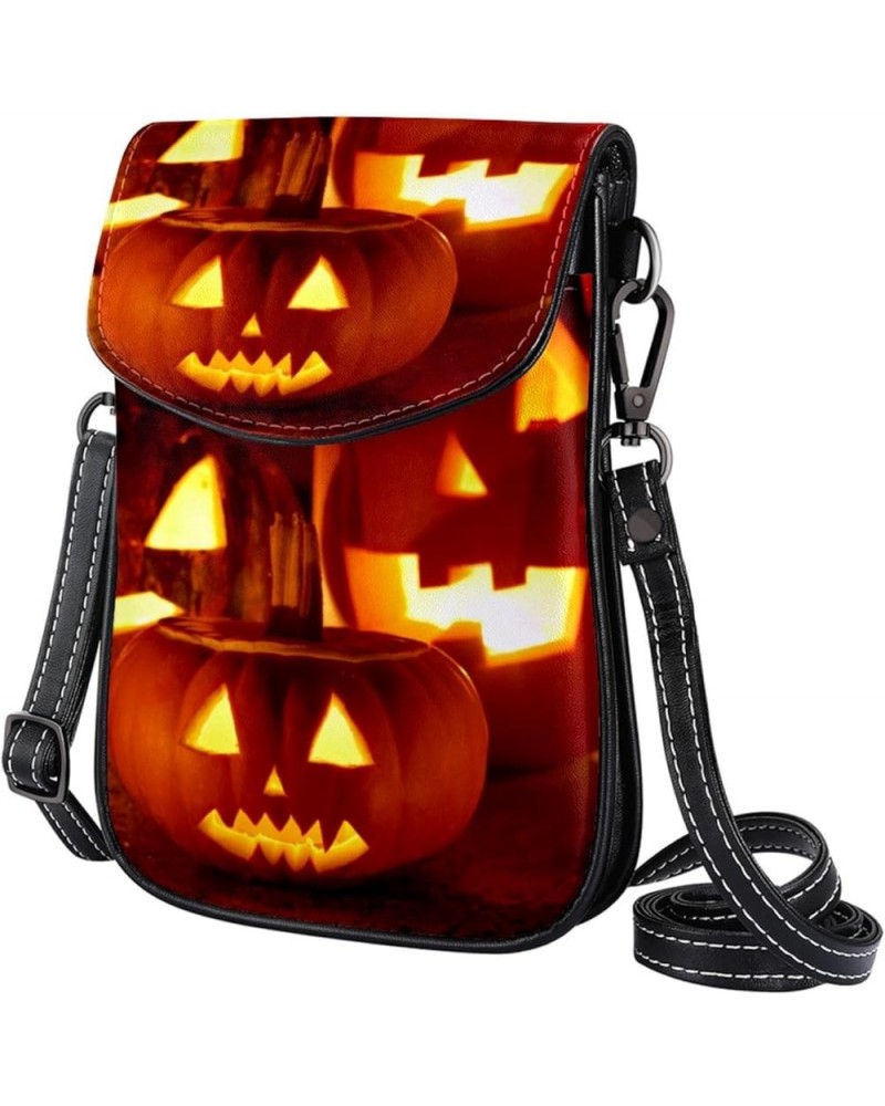 Stylish Leather Phone Bag - Crossbody Purse for Women - Classic & Functional Shoulder Bag Halloween Pumpkin Pattern Multicolo...