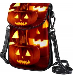 Stylish Leather Phone Bag - Crossbody Purse for Women - Classic & Functional Shoulder Bag Halloween Pumpkin Pattern Multicolo...