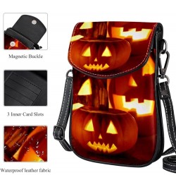 Stylish Leather Phone Bag - Crossbody Purse for Women - Classic & Functional Shoulder Bag Halloween Pumpkin Pattern Multicolo...