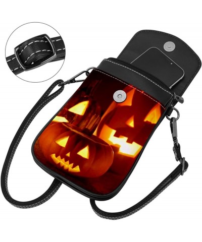 Stylish Leather Phone Bag - Crossbody Purse for Women - Classic & Functional Shoulder Bag Halloween Pumpkin Pattern Multicolo...