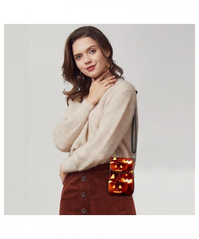 Stylish Leather Phone Bag - Crossbody Purse for Women - Classic & Functional Shoulder Bag Halloween Pumpkin Pattern Multicolo...